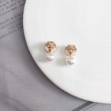 Sweet Girl Metal Round Pearl Clip Earrings
