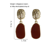 Metal Retro Style Lady Charm Ear Clips Wine Enamel Geometric Red Earrings