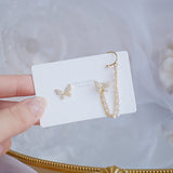 Temperament Pearl Butterfly Ear Bone Clip Earrings Bling Delite Zirco