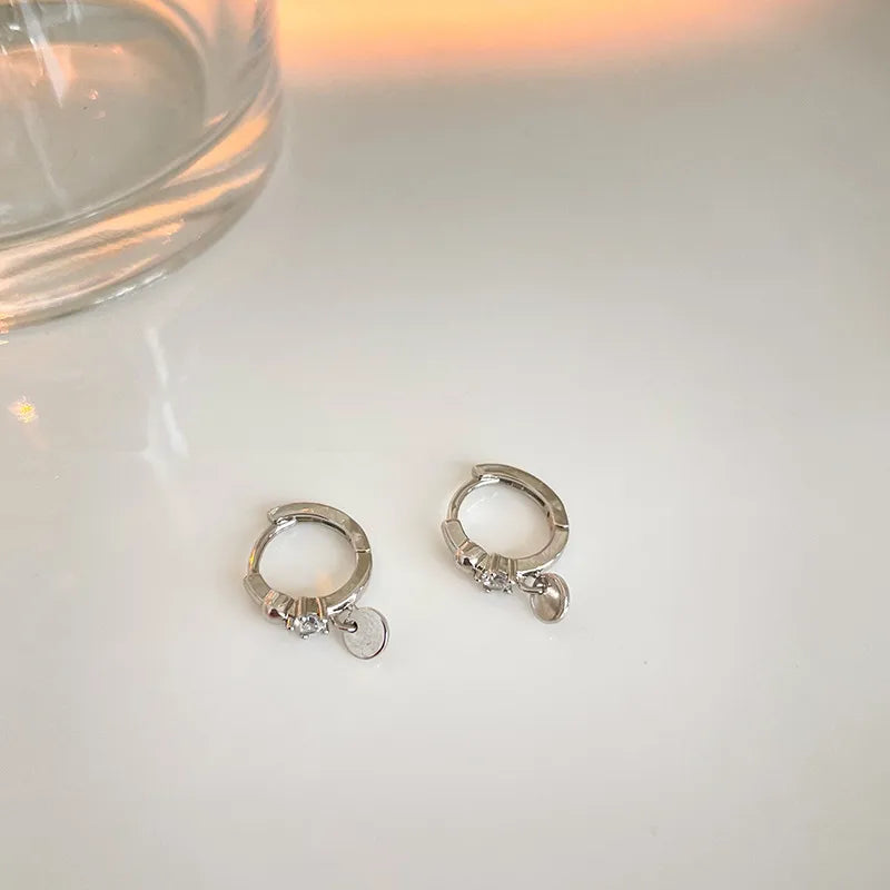 925 Silver Zircon Disc Earrings for Women