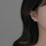 Zircon Deer Snowflake Asymmetrical Earring 925 Silver Christmas Party