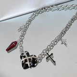Thorns Love Pendant Necklace Vintage Metal Chain Short Y2K 90s