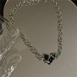 Thorns Love Pendant Necklace Vintage Metal Chain Short Y2K 90s