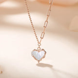 Mother Of Pearl Shell Necklace Heart Shape Pendant