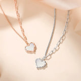 Mother Of Pearl Shell Necklace Heart Shape Pendant
