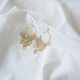Long Tassel Flower Drop Earrings Women 14K Real Temperament Jewelry
