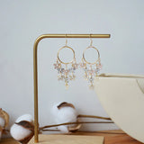 Long Tassel Flower Drop Earrings Women 14K Real Temperament Jewelry