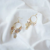 Long Tassel Flower Drop Earrings Women 14K Real Temperament Jewelry