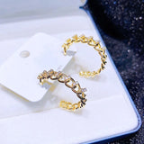 Hollow Shape C Earring for Women 14K Zircon Stud Earrings