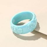 Colorful Flower Pattern Bangle Acrylic Resin Bracelet Retro Jewelry