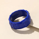 Colorful Flower Pattern Bangle Acrylic Resin Bracelet Retro Jewelry