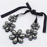 Flower Stone Crystal Choker Necklace Lovely Lace Statement Maxi Chunky Necklace