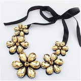Flower Stone Crystal Choker Necklace Lovely Lace Statement Maxi Chunky Necklace