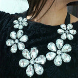 Flower Stone Crystal Choker Necklace Lovely Lace Statement Maxi Chunky Necklace