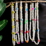 Boho Simulated Pearl Choker Necklace Colorful Face Bead