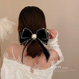 Velvet Bow Hair Pins Rhinestone Pearl Hair Clips for Women