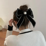 Velvet Bow Hair Pins Rhinestone Pearl Hair Clips for Women