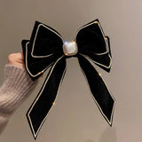 Velvet Bow Hair Pins Rhinestone Pearl Hair Clips for Women