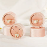 Velvet Pink Jewelry Box For Girls Single Ring Box Proposal Necklace Storage Box