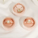 Velvet Pink Jewelry Box For Girls Single Ring Box Proposal Necklace Storage Box