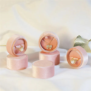 Velvet Pink Jewelry Box For Girls Single Ring Box Proposal Necklace Storage Box