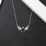 925 Silver Angel Wings Pendant Zircon Wedding Jewelry