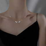 925 Silver Angel Wings Pendant Zircon Wedding Jewelry