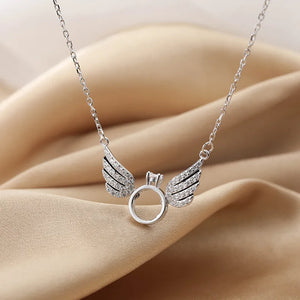 925 Silver Angel Wings Pendant Zircon Wedding Jewelry