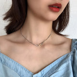 925 Silver Necklace Geometric Short Chokers Women Pendants Jewellery