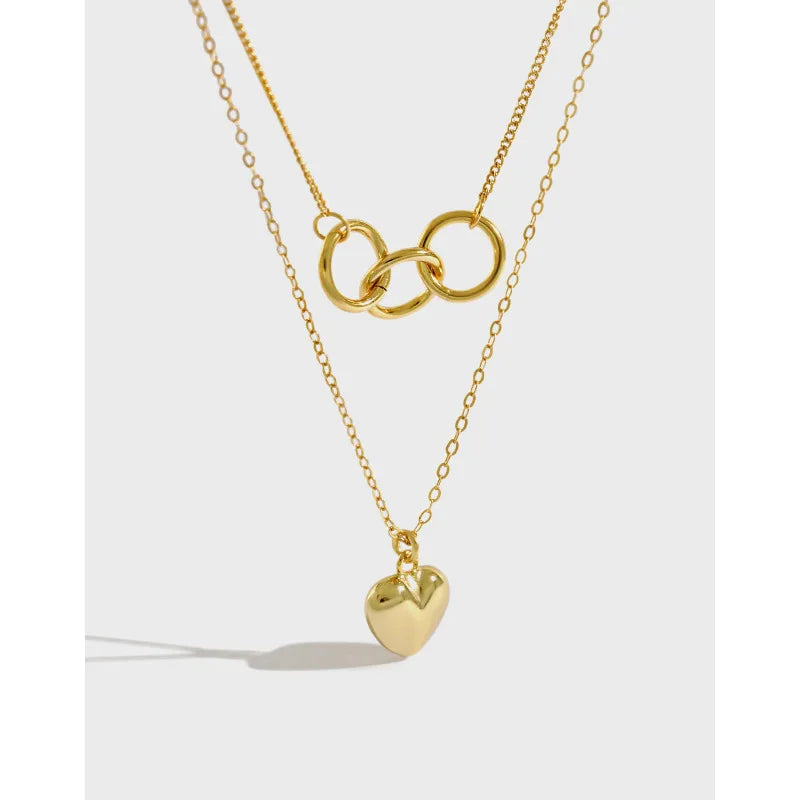 925 Sterling Silver Love Double Layer Necklace