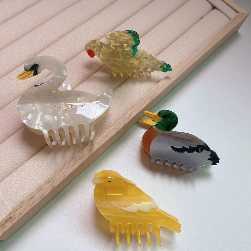 Animal Acetic Acid Hair Clip Claw Retro Colorful Bird Shark Clip Hair Accessorie