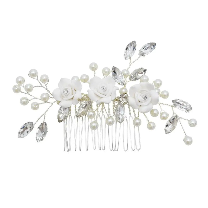 Bridal Headdress Rhinestone Flower Comb Wedding Jewelry