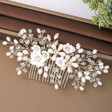 Bridal Headdress Rhinestone Flower Comb Wedding Jewelry
