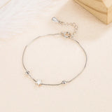925 Sterling Silver 5-pointed Star Bead Bracelet for Women