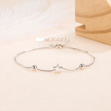 925 Sterling Silver 5-pointed Star Bead Bracelet for Women
