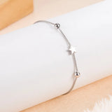 925 Sterling Silver 5-pointed Star Bead Bracelet for Women