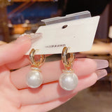 Micro Inlaid Zircon Two Wearing Pearl Ear Clasps Small Earrings