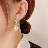 Micro Inlaid Zircon Two Wearing Pearl Ear Clasps Small Earrings