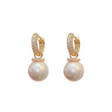 Micro Inlaid Zircon Two Wearing Pearl Ear Clasps Small Earrings