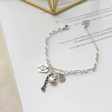 925 Silver Bracelet Doll Smile Face Tag Wild Jewelry