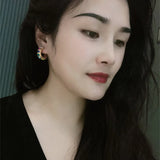 Colorful Agate Bead Earrings Sweet Spring Summer C-shaped