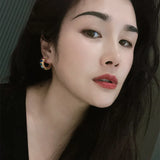 Colorful Agate Bead Earrings Sweet Spring Summer C-shaped