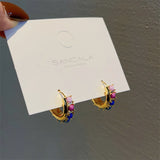 Colorful Agate Bead Earrings Sweet Spring Summer C-shaped