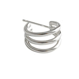 925 Silver Ear Studs Three Lines Wild Circle Style