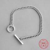 925 Silver Necklace Geometric Round Chain Women Accessories