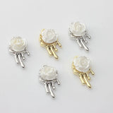 Alloy Plating 3D Pearl Rose Pendant DIY Earrings Necklace