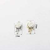 Alloy Plating 3D Pearl Rose Pendant DIY Earrings Necklace
