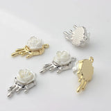 Alloy Plating 3D Pearl Rose Pendant DIY Earrings Necklace