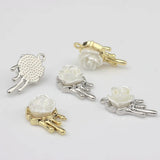 Alloy Plating 3D Pearl Rose Pendant DIY Earrings Necklace