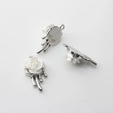 Alloy Plating 3D Pearl Rose Pendant DIY Earrings Necklace